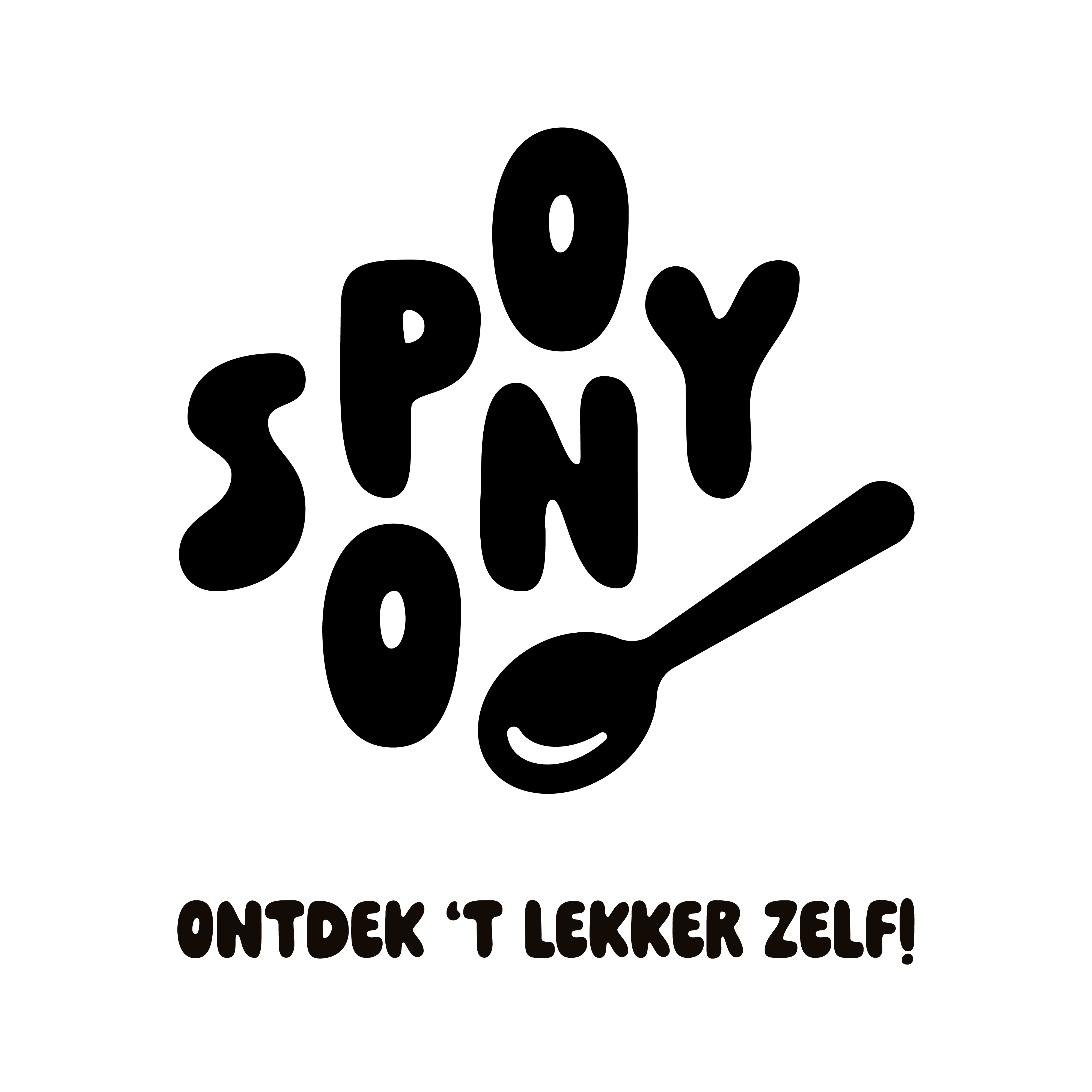 Spoony logo zwart met tagline Spoony logo zwart met tagline